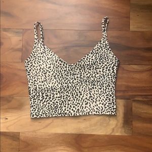 Cheetah Wrap Over Crop Tank Top